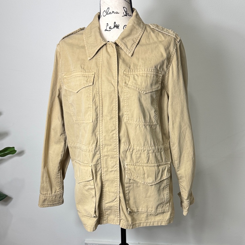 GAP Barn Jacket Tan with Drawstring Waist and Pockets SZ M Fall